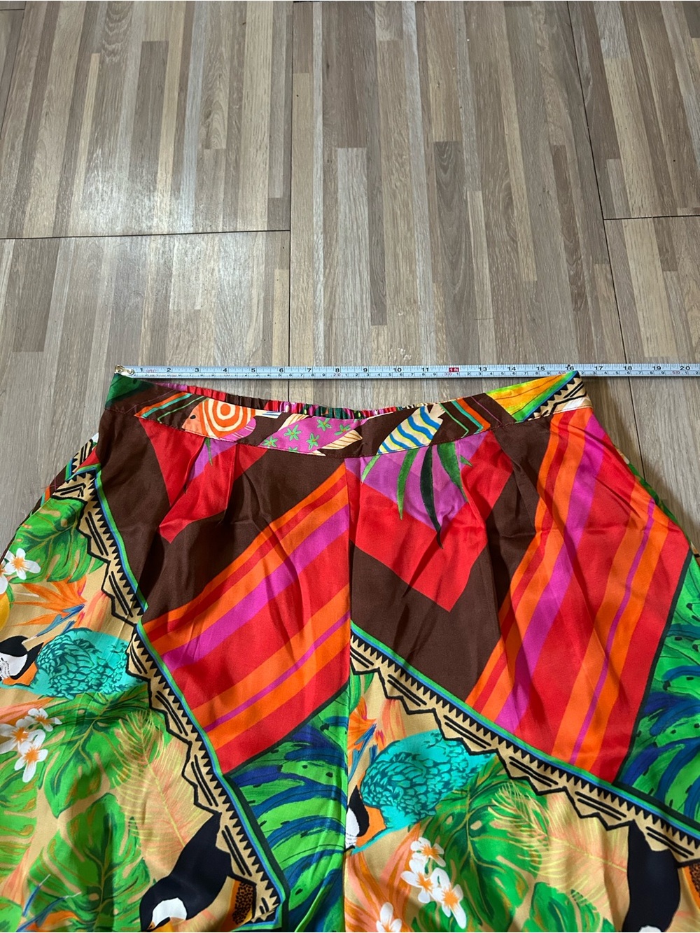 Farm Rio Mix Scarves Summer Pants Wide Leg Tropical Print Size Large - Picture 7 of 11